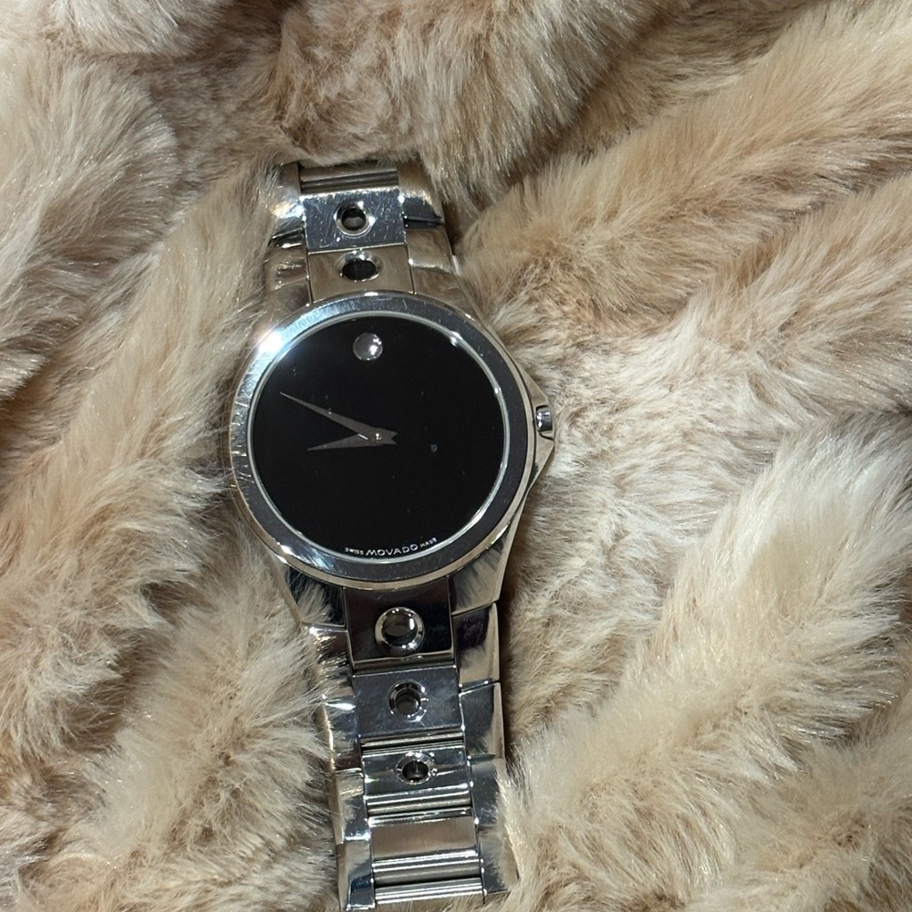 Movado Silver and Black Watch